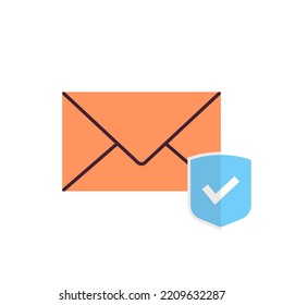 Envelope with shield symbol and mail data protection concept flat vector illustration.