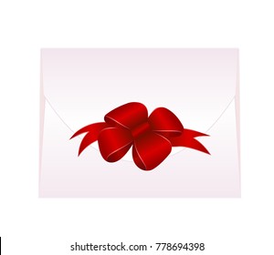 Envelope with Shiny Red Satin Bow.  
