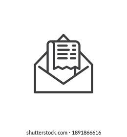 Envelope and shopping list line icon. linear style sign for mobile concept and web design. Ecommerce receipt outline vector icon. Symbol, logo illustration. Vector graphics