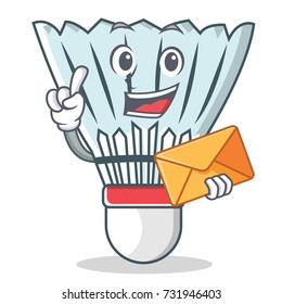 With envelope shuttlecock character cartoon vector