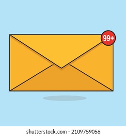 Envelope With Sign Notification Flat Vector, Message With Notification, Email, WhatsApp Icon, Email Icon Design Illustration