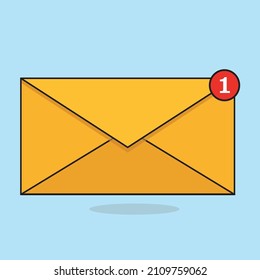 Envelope With Sign Notification Flat Vector, Message With Notification, Email, WhatsApp Icon, Email Icon Design Illustration