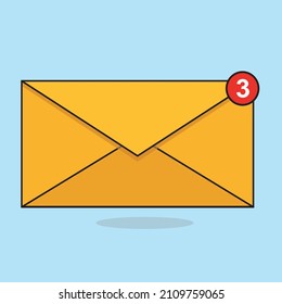 Envelope With Sign Notification Flat Vector, Message With Notification, Email, WhatsApp Icon, Email Icon Design Illustration