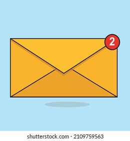 Envelope With Sign Notification Flat Vector, Message With Notification, Email, WhatsApp Icon, Email Icon Design Illustration