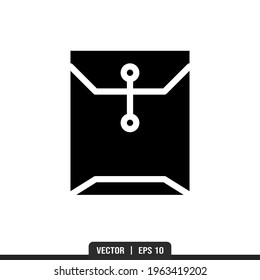 Vector de icono de silueta sobre sobre, plantilla de logotipo de ilustración en estilo de moda. Idóneo para muchos fines.