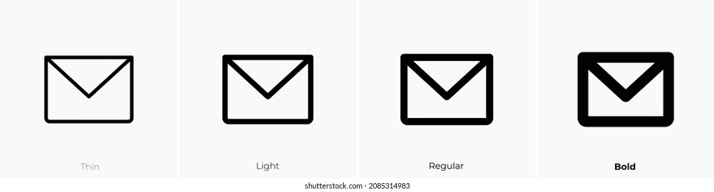 envelope simple icon. Thin, Light Regular And Bold style design isolated on white background