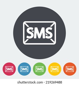 Envelope. Single flat icon on the circle. Vector illustration.
