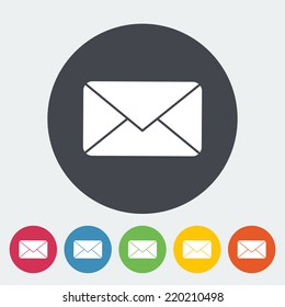 Envelope. Single flat icon on the circle. Vector illustration.