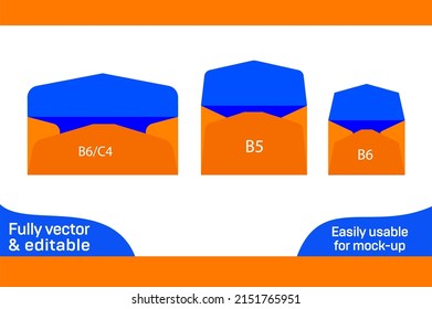 Envelope sizes dieline template and 3D envelopes 