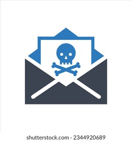 Envelope with skull and crossbones icon