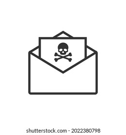 Envelope with skull and crossbones icon.Vector illustration isolated on white background.Eps 10.