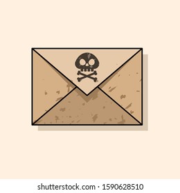 Envelope and skull crossbones illustration. Concept of spam email and phishing. 