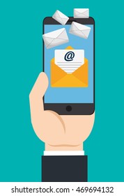 envelope smartphone email marketing send icon. Colorful and flat design. Vector illustration