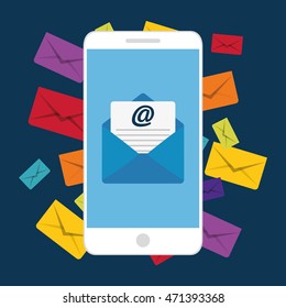envelope smartphone email marketing send icon. Colorful and flat design. Vector illustration