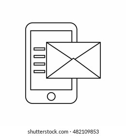 Envelope and smartphone icon in outline style on a white background vector illustration