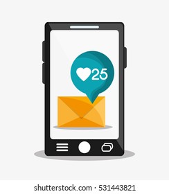 envelope smartphone mail communication icon vector