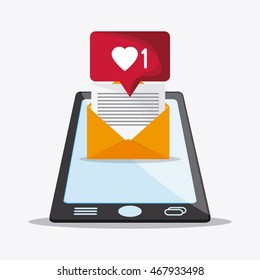envelope smartphone mail message chat communication icon. Colorfull and flat illustration vector