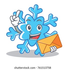 With envelope snowflake character cartoon style