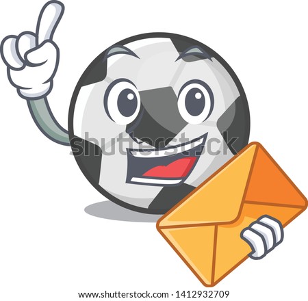 With envelope soccer ball isolated with the mascot