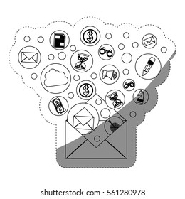 Envelope and social media icon set 