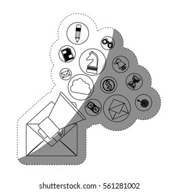 Envelope and social media icon set 