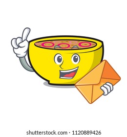 With envelope soup union character cartoon