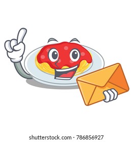 With envelope spaghetti character cartoon style