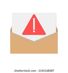 Envelope spam mail icon isolated on white background. Flat style, vector illustration.