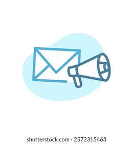 Envelope and speaker icon illustration. Ideal for representing messages, and notifications. for apps, email, and software UI. Represents a clean design.