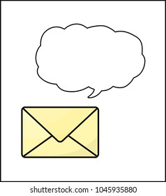 envelope with speech bubble isolated on white background