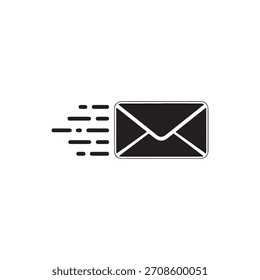 Sobre con líneas de velocidad para enviar correo electrónico rápido icono sólido mínimo
