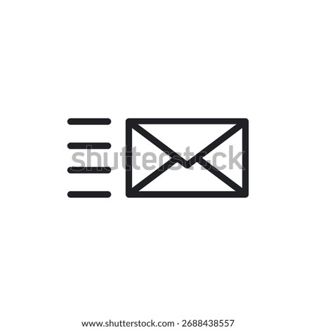 Envelope with speed lines for sending fast email minimal icon