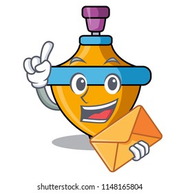 With envelope spinning top character cartoon