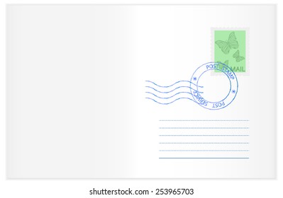 Envelope with stamp - vector drawing isolated.