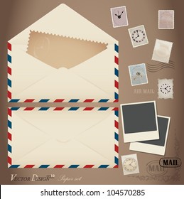 Envelope and stamp. Vector Illustration