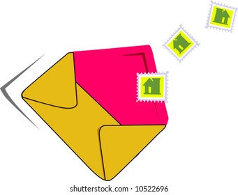an envelope with stamps coming out	