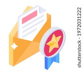 Envelope with star badge, reward mail icon 