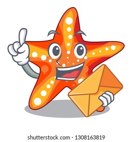 With envelope starfish in the cartoon shape funny