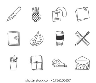 Umschlag und Stationäre Symbol auf weißem Hintergrund, Linienstil, Vektorgrafik