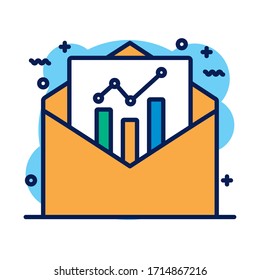 envelope with statistics detail style icon vector illustration design