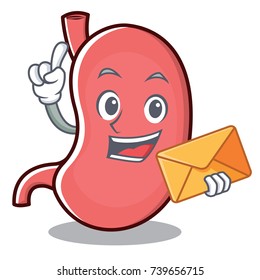 With envelope stomach character cartoon mascot