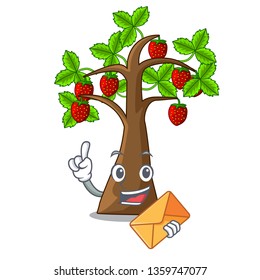 With envelope strawberry tree in the mascot pots