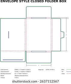 Envelope style closed folder box die-cut template design
