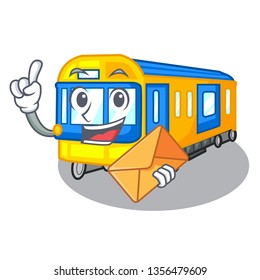 With envelope subway train toys in shape mascot