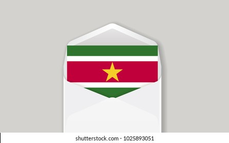 Envelope and Suriname flag,Vector illustration