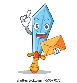 With envelope sword character cartoon style vector illustration