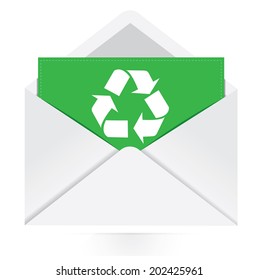 envelope with symbol of recycling 