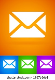 Envelope symbols on colorful backgrounds.