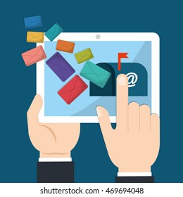 envelope tablet box email marketing send icon. Colorful and flat design. Vector illustration