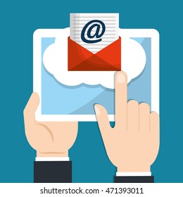 envelope tablet email marketing send icon. Colorful and flat design. Vector illustration